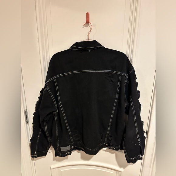 LF Stores Black Distressed Denim Jacket - Picture 4 of 4